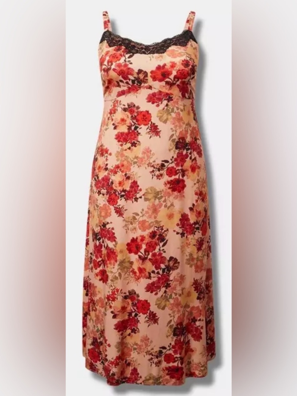 Torrid Tea Length Stretch Challis Floral Cami Dress Size 0X (L/12)